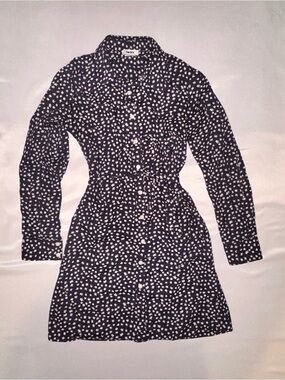 DKNY Navy and White Star-Print Button-Front Shirt Dress